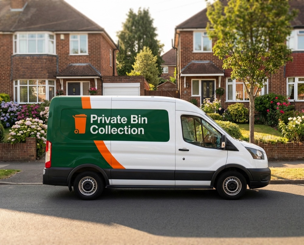 Local bin collection van serving Littlehampton neighbourhood